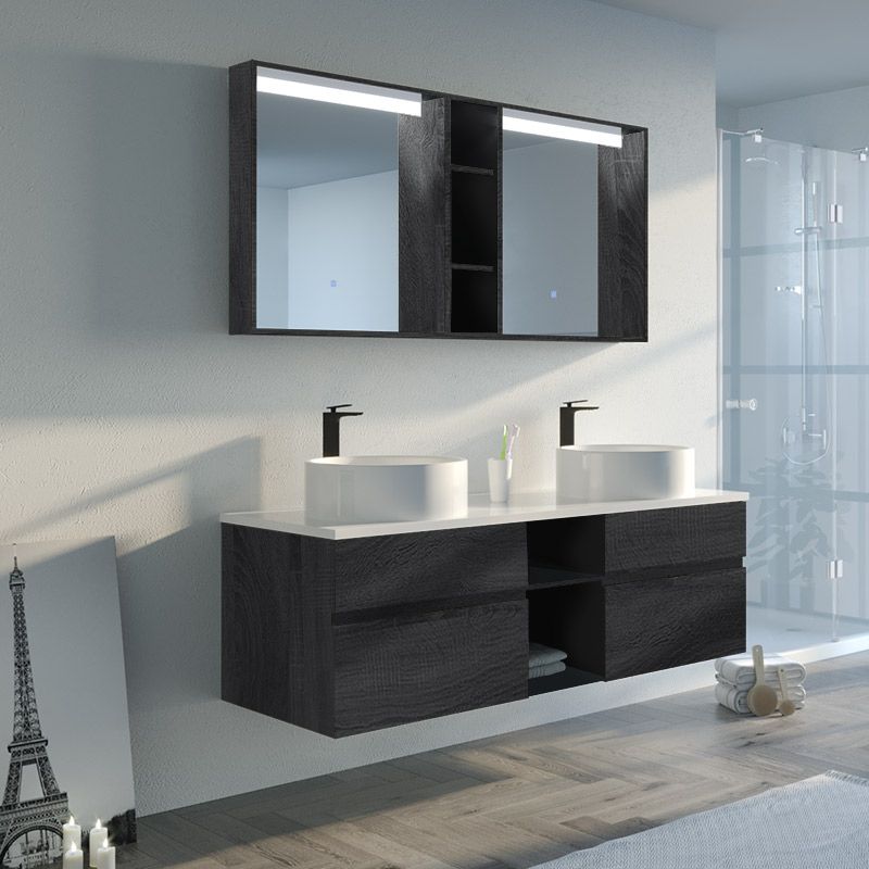 Meuble salle de bain LASPEZIA 1600 Noir