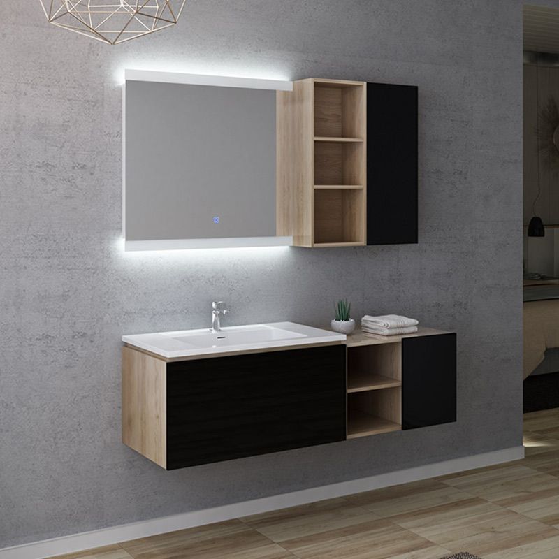 Meuble salle de bain simple vasque ALASSIO 800 Noir