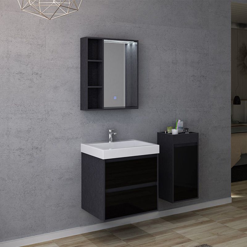 Meuble de salle de bain avec lavabo intégré, petit meuble de salle de bain  noir 60 cm Brianza