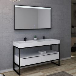 Meuble de salle de bain design LAMEZIA 1400 Blanc