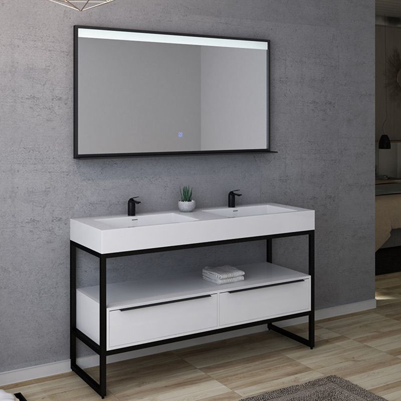 Meuble de salle de bain design LAMEZIA 1400 Blanc