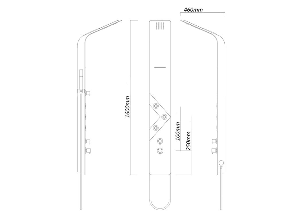 Colonne de douche hydromassante design noir et bois A216