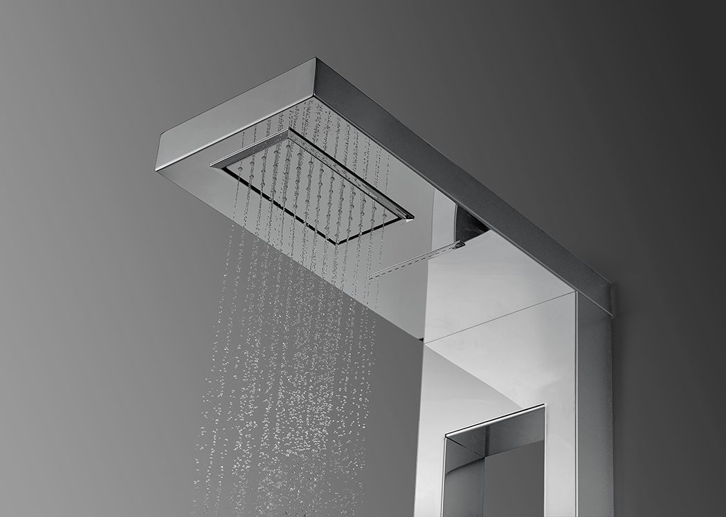 Colonne de douche blanche avec microjets, colonne de douche blanche avec  dôme de pluie