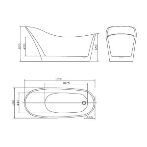 Plan baignoire îlot Avro