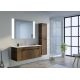 Meuble salle de bain BOVALINO 1200 Chêne Foncé avec rangements et étagères
