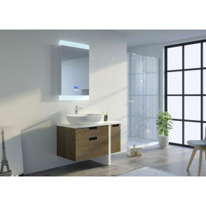 Meuble de salle de bain simple vasque SCARLINO 1000 Chêne Grisé