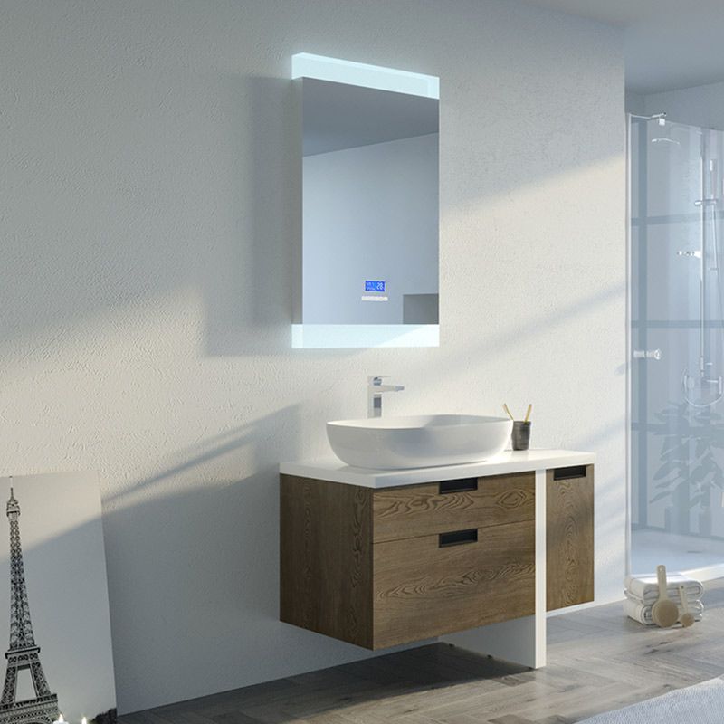 Meuble salle de bain SCARLINO 1000 Chêne Grisé avec vasque céramique