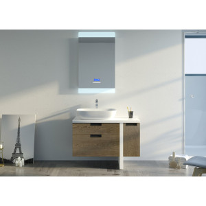 Meuble salle de bain SCARLINO 1000 Chêne Grisé avec vasque céramique