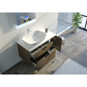 Meuble salle de bain SCARLINO 1000 Chêne Grisé avec tiroir à soft closing