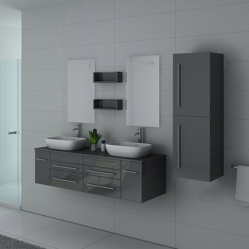 Meubles salle de bain finition laqué DIS748GT Gris Taupe