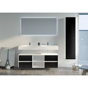 Meuble salle de bain VISENZA 1400 Noir + colonne de rangement