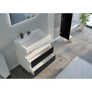 Détails rangements Meuble salle de bain VISENZA 800 Noir