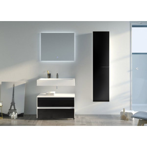 Option roulettes pour Meuble salle de bain VISENZA 800 Noir