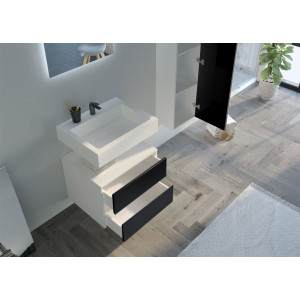 Détailm tiroirs Meuble salle de bain VISENZA 600 Noir