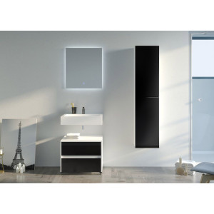 Meuble salle de bain VISENZA 600 Noir + colonne de rangement