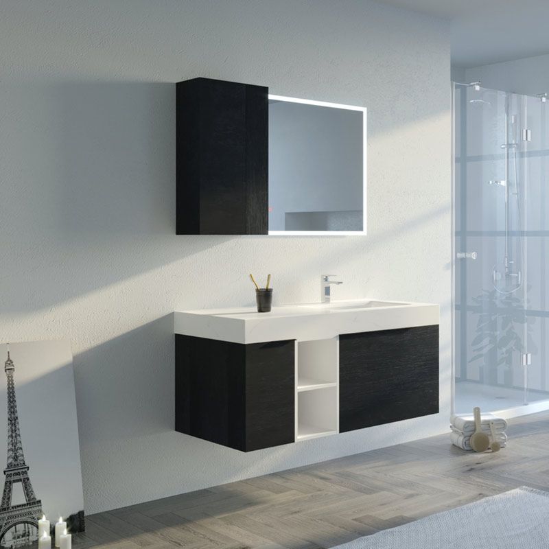 Meuble salle de bain LANCIANO 1200 Noir et Blanc