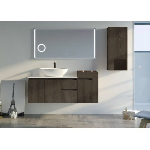 Ensemble de salle de bain avec colonne AVEZZANO 1400 Chêne grisé