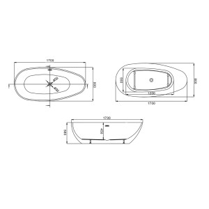 Plans schématiques baignoire îlot Sangro Plans schématiques baignoire îlot Sangro