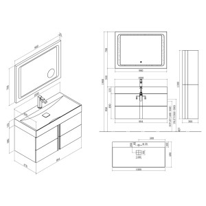 Plans Meuble salle de bain BOREAL 1000