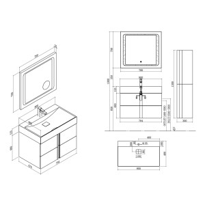 Plans Meuble salle de bain BOREAL 800