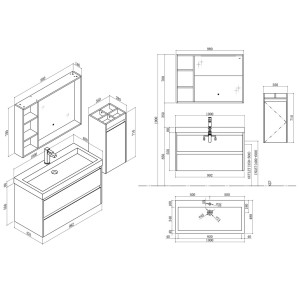Meuble salle de bain BRIANZA 1000