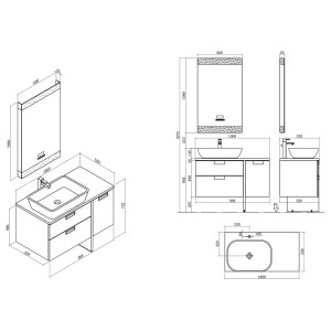 Meuble salle de bain SCARLINO 1000 Chêne Grisé