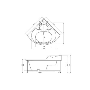 Dimensions Baignoire d'angle Love you Dimensions Baignoire d'angle Love you