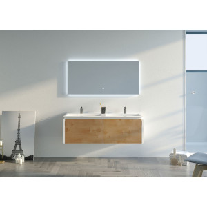 Meuble salle de bain FABRIZIA 1200 Bois naturel et Blanc