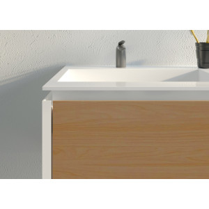Meuble salle de bain FABRIZIA 1200 Bois naturel et Blanc