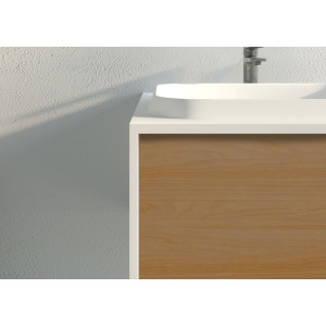 Angle biseau Meuble salle de bain SPEZZANO 1200 Bois naturel et Blanc