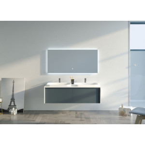 Meuble salle de bain SPEZZANO 1200 Gris béton et Blanc