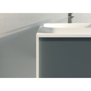 Coin en biseau Meuble salle de bain SPEZZANO 1200 Gris béton et Blanc