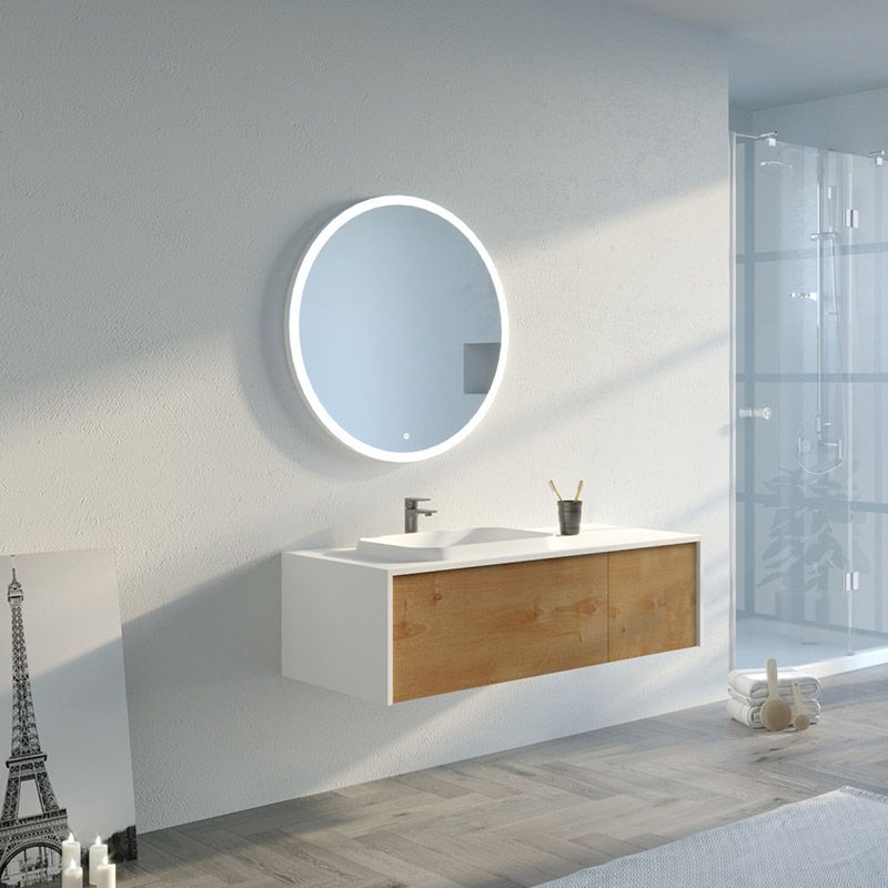 Meuble salle de bain MAZZEO 1200 Bois naturel et Blanc