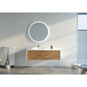Meuble salle de bain MAZZEO 1200 Bois naturel et Blanc