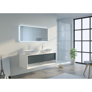 Meuble salle de bain BELLANO 1400 Gris béton et Blanc Meuble salle de bain BELLANO 1400 Gris béton et Blanc