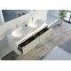 Meuble salle de bain BELLANO 1400 Beige galet et Blanc