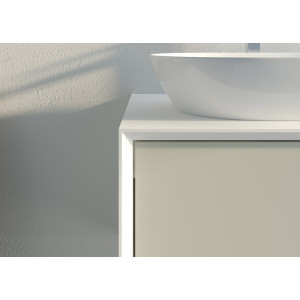 Meuble salle de bain BELLANO 1400 Beige galet et Blanc