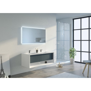 Meuble salle de bain PIAZZA 1200 Gris béton et Blanc Meuble salle de bain PIAZZA 1200 Gris béton et Blanc