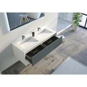 Meuble salle de bain PIAZZA 1200 Gris béton et Blanc Meuble salle de bain PIAZZA 1200 Gris béton et Blanc