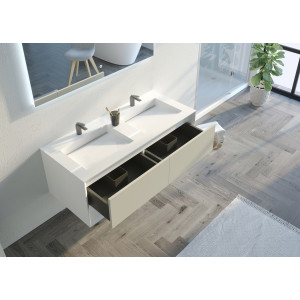 Meuble salle de bain PIAZZA 1200 Beige galet et Blanc