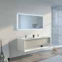 Meuble salle de bain PIAZZA 1400 Beige galet et Blanc