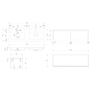 Meuble salle de bain FABRIZIA 1400 Bois naturel et Blanc