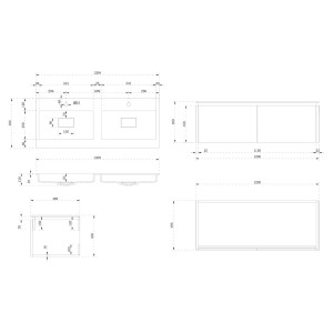 Meuble salle de bain FABRIZIA 1200 Bois naturel et Blanc