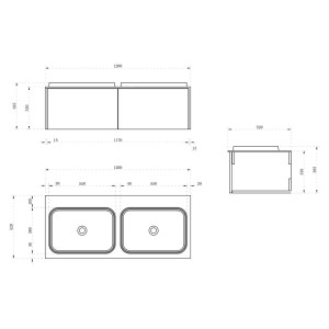 Plan Meuble salle de bain SPEZZANO 1200 Bois naturel et Blanc
