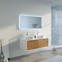 Meuble salle de bain MARUCA 1200 Bois naturel et Blanc