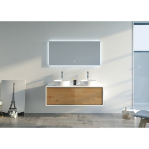Meuble salle de bain MARUCA 1200 Bois naturel et Blanc