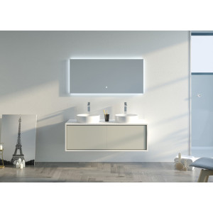 Meuble 2 vasques MARUCA 1200 Beige galet et Blanc