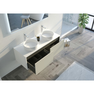Rangements Meuble salle de bain MARUCA 1200 Beige galet et Blanc