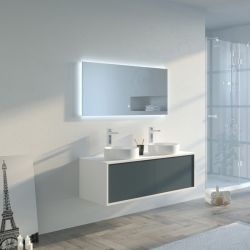 Meuble salle de bain MARUCA 1200 Gris béton et Blanc