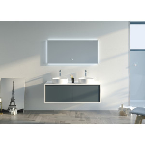 Meuble double vasque MARUCA 1200 Gris béton et Blanc